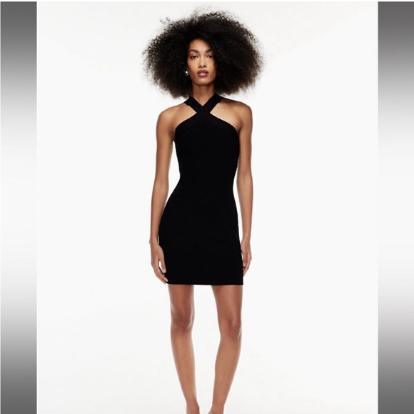 Aritzia Babaton Sculpt Criss Cross Ribbed Dress Black Size XS Sz XS Extra Small - Picture 5 of 6